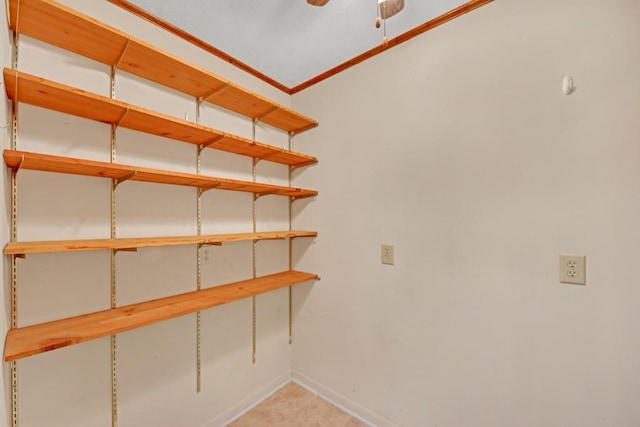 4856 Rock Haven Dr, Lilburn, GA 30047 - storage area with a ceiling fan