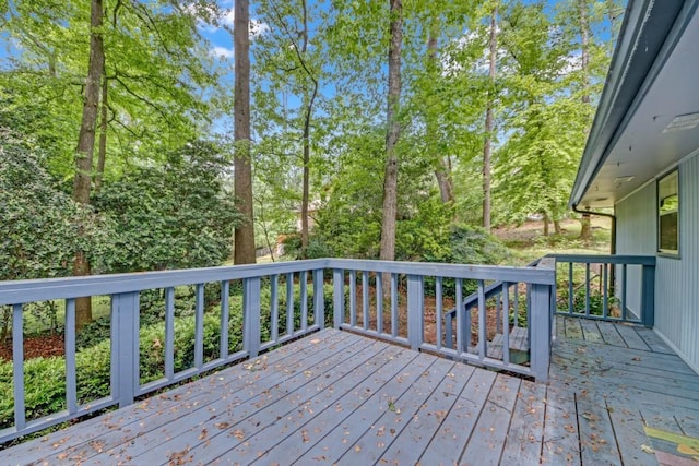 4856 Rock Haven Dr, Lilburn, GA 30047 - deck featuring view of wooded area