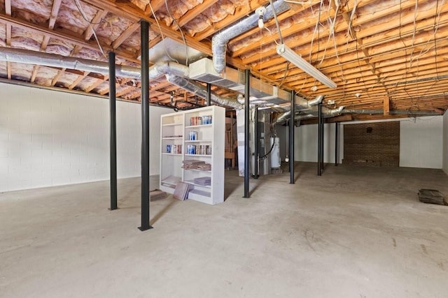 basement featuring water heater