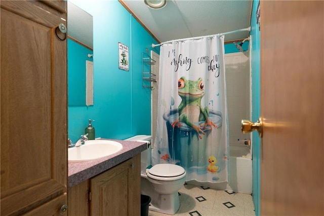 518 W Nance Springs Rd, Resaca, GA 30735 - full bathroom featuring vanity, shower / bath combination with curtain, and tile patterned floors