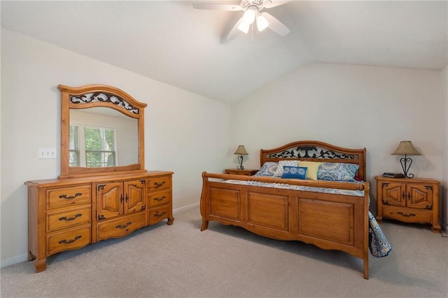 4321 Sugar Maple Chase NW, Acworth, GA 30101 - bedroom with light carpet, vaulted ceiling, ceiling fan, and baseboards