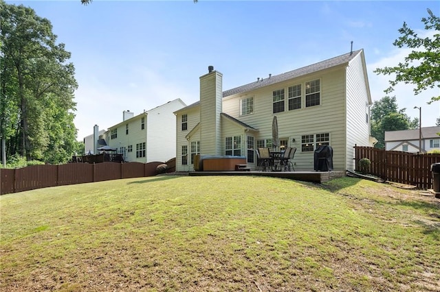 4321 Sugar Maple Chase NW, Acworth, GA 30101 - back of house featuring a hot tub, a chimney, and a patio
