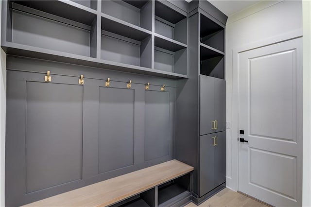 mudroom featuring light hardwood / wood-style flooring