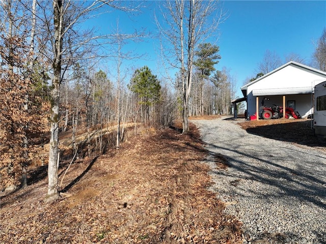 view of road featuring gravel driveway