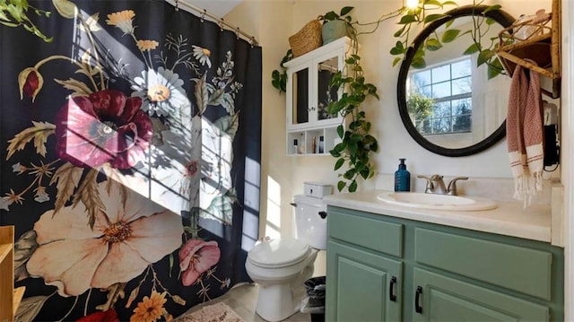 full bathroom with toilet and vanity