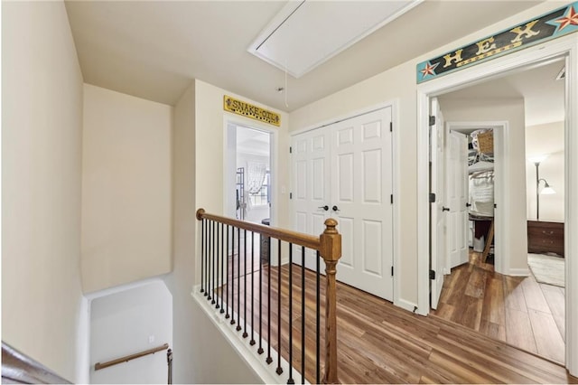 corridor with hardwood / wood-style floors