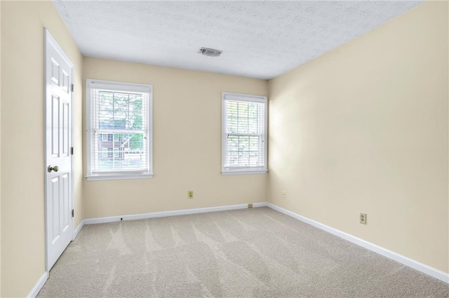 carpeted empty room featuring plenty of natural light, baseboards, and a textured ceiling
