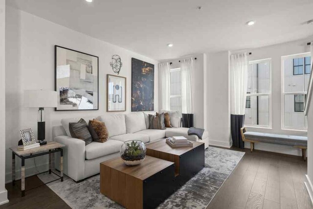 living room with light wood-type flooring