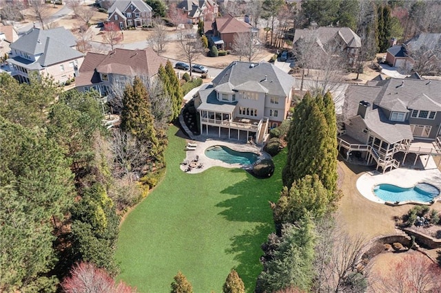 drone / aerial view with a residential view