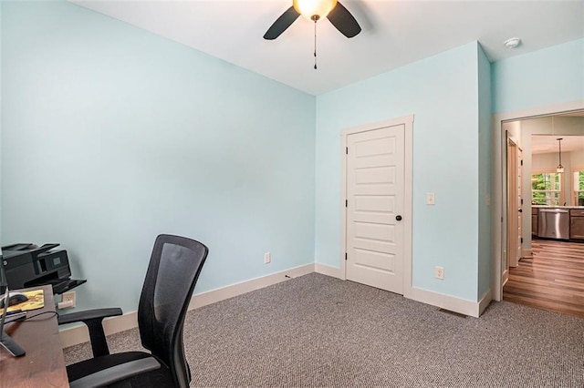 562 Yonah Lake Dr, Sautee Nacoochee, GA 30572 - carpeted home office with ceiling fan and baseboards
