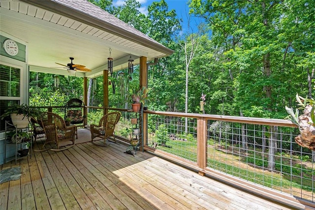 562 Yonah Lake Dr, Sautee Nacoochee, GA 30572 - wooden terrace with a ceiling fan