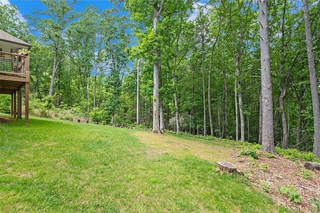 562 Yonah Lake Dr, Sautee Nacoochee, GA 30572 - view of grassy yard featuring a deck and a view of trees
