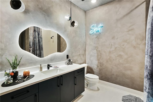 112 Rogers St NE Unit 505, Atlanta, GA 30317 - bathroom with vanity, toilet, baseboards, and curtained shower