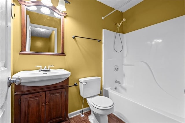 305 Hickory Pointe Ct, Villa Rica, GA 30180 - bathroom featuring vanity, wood finished floors, and shower / bath combination