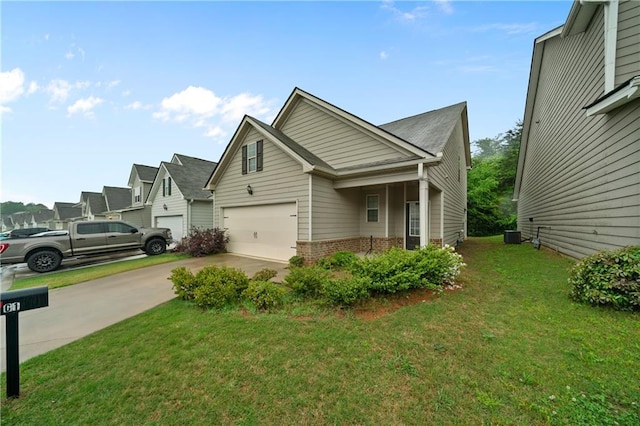61 Castlemoor Loop, Adairsville, GA 30103 - view of side of home featuring concrete driveway, an attached garage, brick siding, and a yard