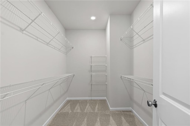 spacious closet with light carpet