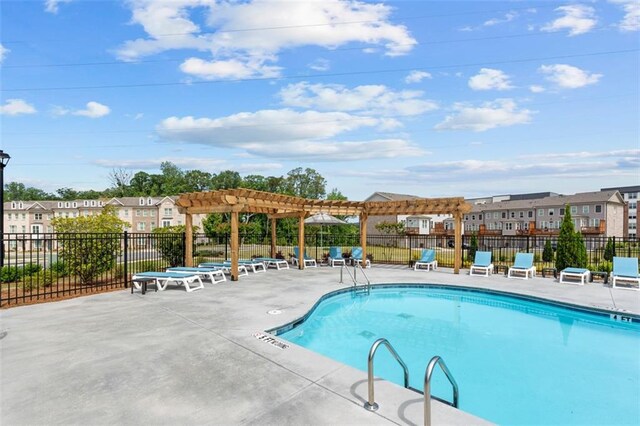 175 Basil St, Cumming, GA 30040 - community pool featuring a pergola, a residential view, and a patio area