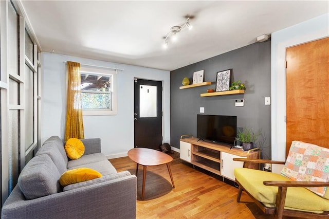 living room featuring light wood-type flooring