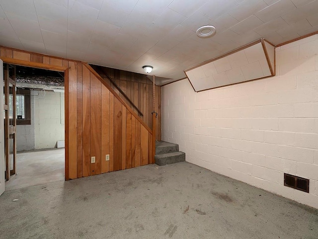4135 Sunrise Trl, Atlanta, GA 30349 - finished basement featuring concrete block wall and stairway