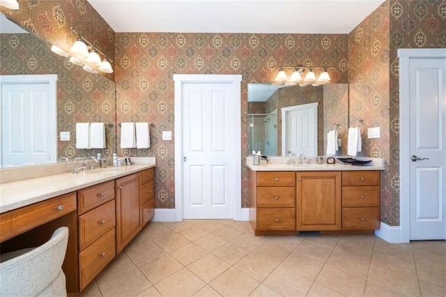 bathroom featuring wallpapered walls