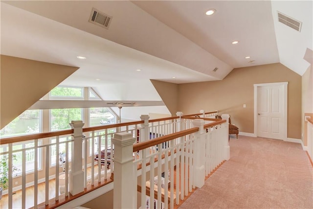 1126 Shoreline Dr, Jefferson, GA 30549 - corridor with lofted ceiling, light colored carpet, recessed lighting, and baseboards