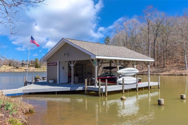 dock area featuring a water view