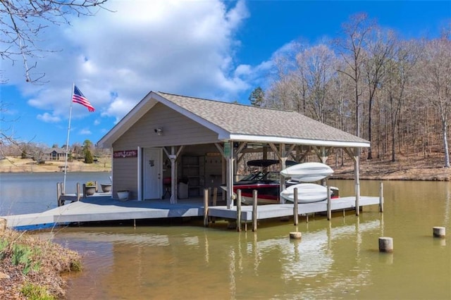 dock area featuring a water view