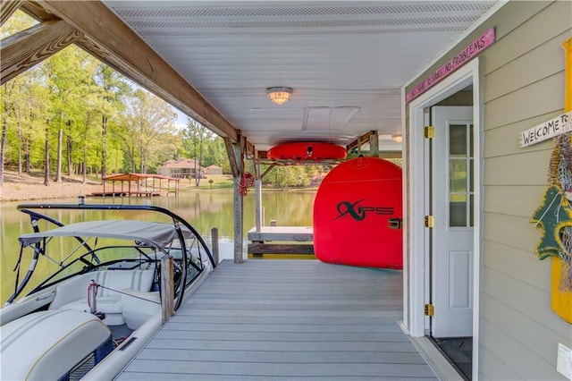 dock area featuring a water view