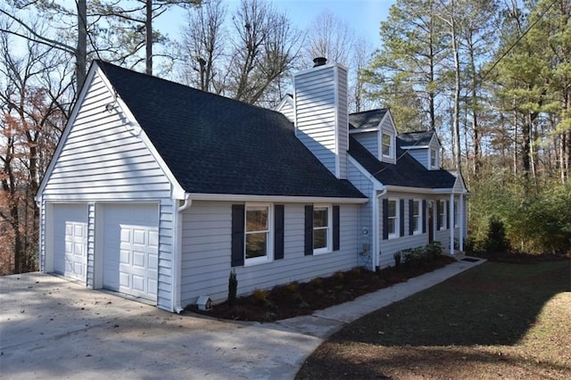 8310 Jensen Trl, Gainesville, GA 30506 - view of side of home with a chimney, a garage, and roof with shingles