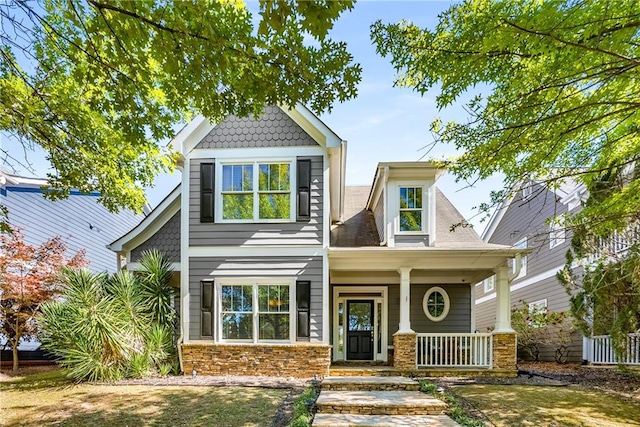 craftsman inspired home with a porch