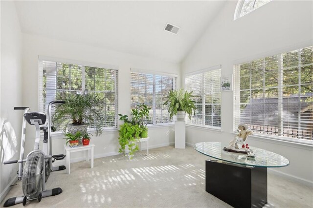 sunroom with lofted ceiling