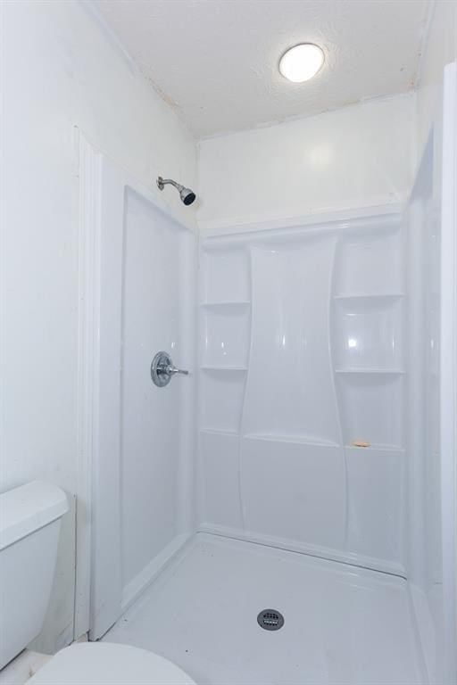 bathroom with toilet and a shower stall
