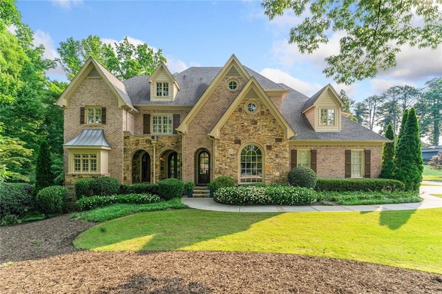4304 Berkford Cir NE, Brookhaven, GA 30319 - view of front of home featuring a front lawn, brick siding, and stone siding