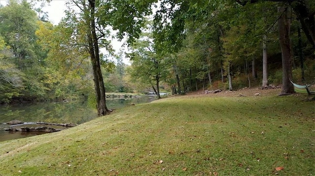 view of yard featuring a water view