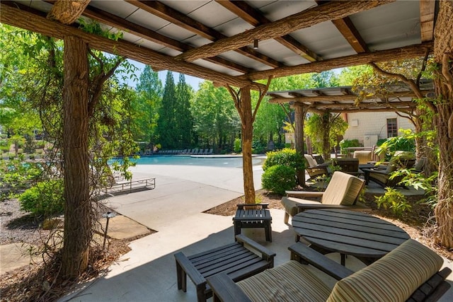 view of patio / terrace with an outdoor pool