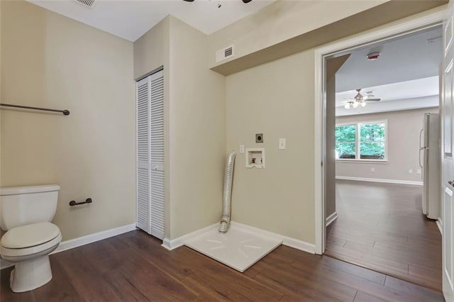 2073 Woodside Park Dr, Woodstock, GA 30188 - bathroom featuring a ceiling fan and wood finished floors