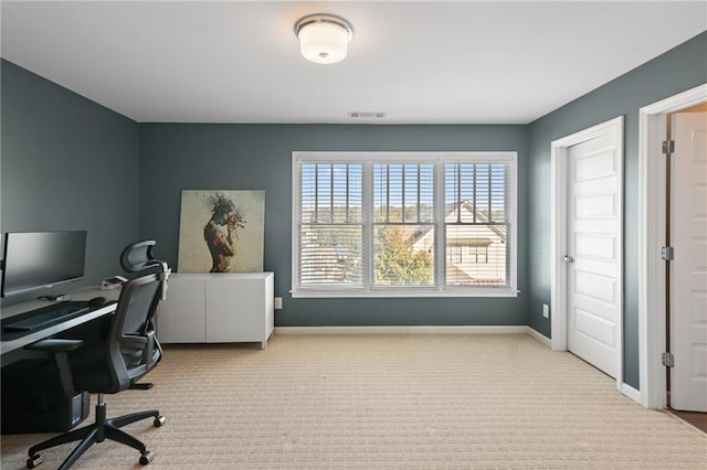 office with light colored carpet