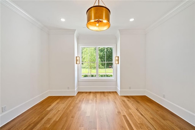 115 Baxley Ln, Alpharetta, GA 30004 - spare room featuring light wood-type flooring, crown molding, baseboards, and recessed lighting