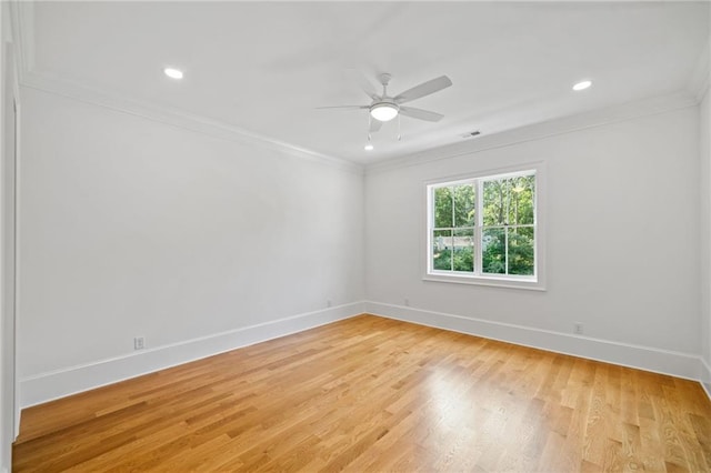 115 Baxley Ln, Alpharetta, GA 30004 - unfurnished room with light wood-style flooring, ornamental molding, a ceiling fan, recessed lighting, and baseboards