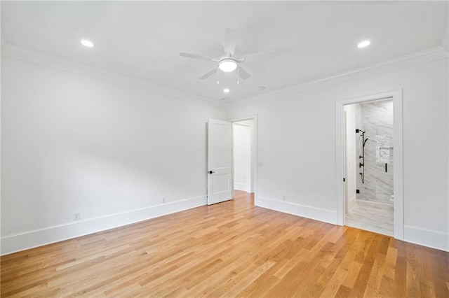 115 Baxley Ln, Alpharetta, GA 30004 - unfurnished bedroom featuring crown molding, baseboards, recessed lighting, and light wood-style floors