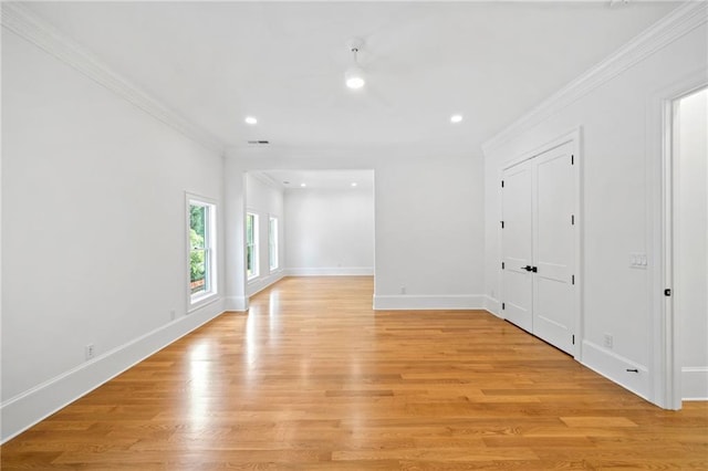 115 Baxley Ln, Alpharetta, GA 30004 - empty room with light wood finished floors, baseboards, ornamental molding, and recessed lighting
