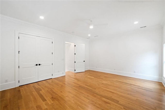 115 Baxley Ln, Alpharetta, GA 30004 - spare room featuring ornamental molding, baseboards, a ceiling fan, and light wood-style floors