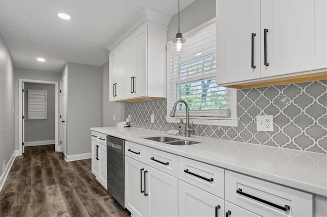 71 Seminole Trl SW, Cartersville, GA 30120 - kitchen with a sink, dishwasher, baseboards, backsplash, and recessed lighting