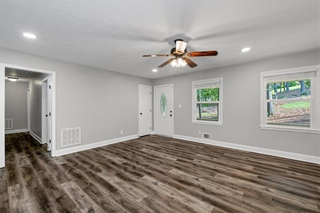 71 Seminole Trl SW, Cartersville, GA 30120 - foyer with a ceiling fan, dark wood-style flooring, baseboards, and recessed lighting