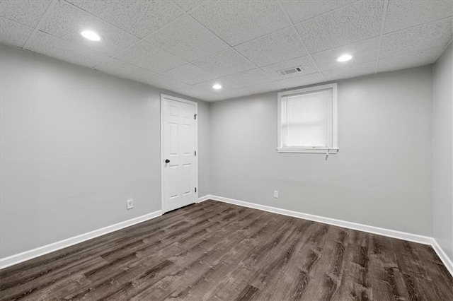 71 Seminole Trl SW, Cartersville, GA 30120 - finished basement with dark wood-style floors, baseboards, recessed lighting, and a paneled ceiling