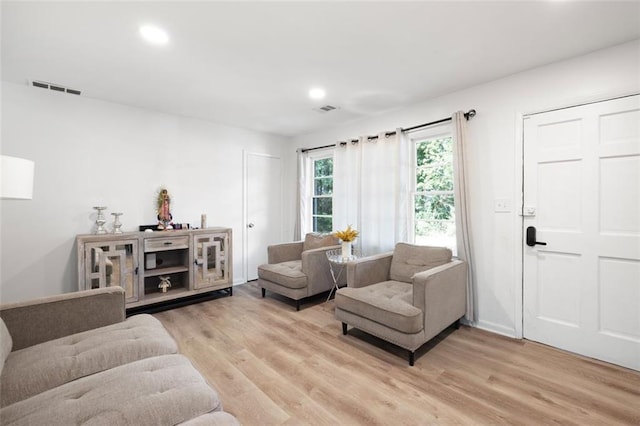 living room featuring light wood-type flooring