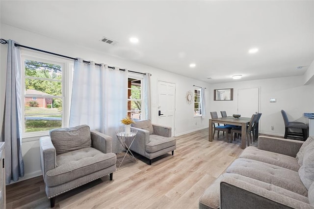 living room featuring light hardwood / wood-style floors