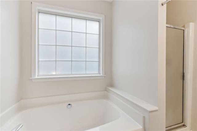 178 Seals Dr, Dallas, GA 30157 - bathroom featuring a wealth of natural light, a garden tub, and a stall shower