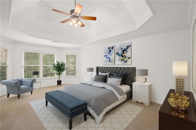 5725 Lake Oak Lndg, Cumming, GA 30040 - bedroom with a tray ceiling, light carpet, and baseboards