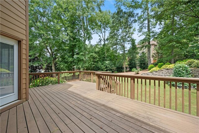 5725 Lake Oak Lndg, Cumming, GA 30040 - wooden terrace featuring view of scattered trees
